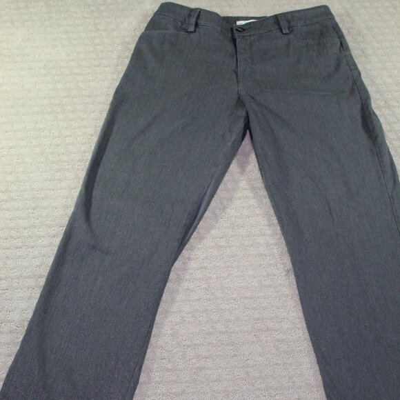 Lee Relaxed Fit Sz 14 Gray Straight Leg Mid Rise Wrinkle Free Career Dress Pants - Picture 1 of 6